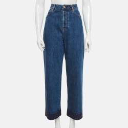 مملوكة مسبقًا جينز فالتنينو دنيم أزرق مزين بالترتر مقاس الخصر 30 بوصة