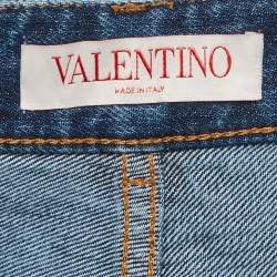 مملوكة مس بقًا جينز فالتنينو دنيم أزرق مزين بالترتر مقاس الخصر 30 بوصة