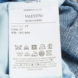 مملوكة مسبقًا جينز فالتنينو دنيم أزرق مزين بالترتر مقاس الخصر 30 بوصة