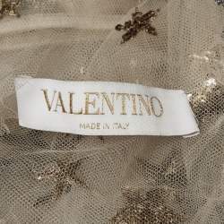مملوكة مسبقًا Valentino Beige Star Sequin Embellished Tulle Sheer Top XS