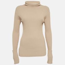 Pre Owned Valentino Beige Knitted Turtleneck Knitwear M