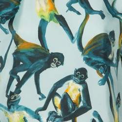 مملوكة مسبقًا توب فالنتينو حرير مطبوع بقرد أزرق مقاس متوسط