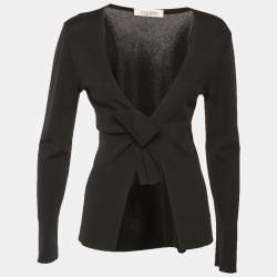 مملوكة مسبقًا Valentino Black Knit Bow Detail Cardigan L