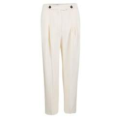 Pre Owned Valentino Cream Silk High Waist Wide Leg Trousers S