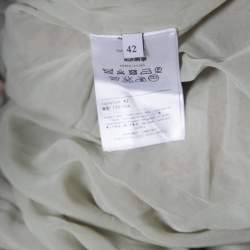 Pre Owned Valentino Pastel Green Metallic Floral Lace Overlay Gathered Waist Midi Skirt M