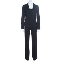 Pre Owned Valentino Black Wool Tailored Pant Suit S