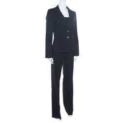 Pre Owned Valentino Black Wool Tailored Pant Suit S