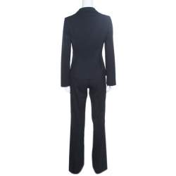 Pre Owned Valentino Black Wool Tailored Pant Suit S