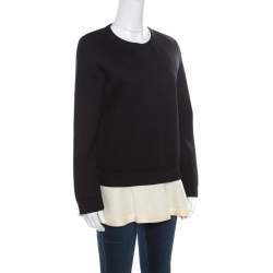 Valentino Black Contrast Flared Hem Detail Sweatshirt S