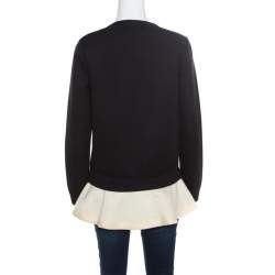 Valentino Black Contrast Flared Hem Detail Sweatshirt S