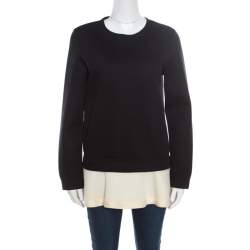 Valentino Black Contrast Flared Hem Detail Sweatshirt S