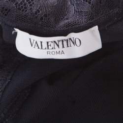 Pre Owned Valentino Black Stretch Knit Sleeveless Lace Insert Bodycon Dress M