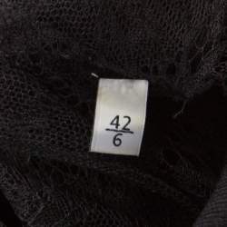 Pre Owned Valentino Black Stretch Knit Sleeveless Lace Insert Bodycon Dress M