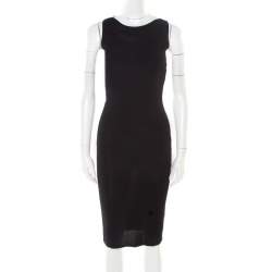 Pre Owned Valentino Black Stretch Knit Sleeveless Lace Insert Bodycon Dress M