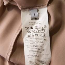 Pre Owned Valentino Beige Ribbed Wool and Silk Pleated Sleeveless Turtleneck Dress M