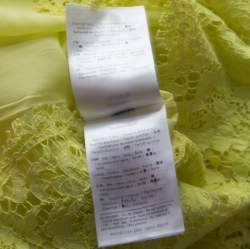 Pre Owned Valentino Yellow Floral Lace Scalloped Trim Bow Detail Peplum Dress S