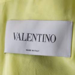 Pre Owned Valentino Yellow Floral Lace Scalloped Trim Bow Detail Peplum Dress S
