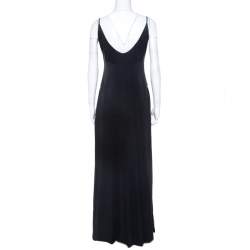 Pre Owned Valentino Boutique Bicolor Silk Pleated Chiffon Inlay Sleeveless Evening Gown M