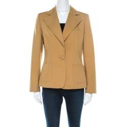 Pre Owned Valentino Mustard Yellow Cotton Single Button Blazer L