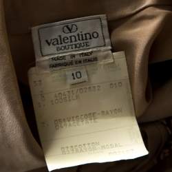 Pre Owned Valentino Boutique Vintage Beige Satin Silk Button Front Tie Detail Blouse L