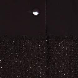 Pre Owned Valentino Brown Wool Embellished Detail Skirt Suit L