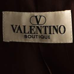 Pre Owned Valentino Burgundy Pinstripe Cashmere Classic Tailored Pantsuit M