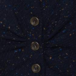 Pre Owned Valentino Dark Blue Patterned Tweed Wool Blazer and Skirt Set XL