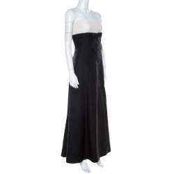 Pre Owned Valentino Black & White Wool & Silk Blend Bow Detail Tube Dress M