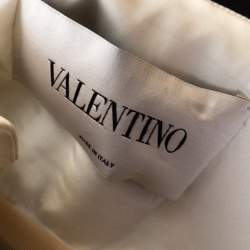 Pre Owned Valentino Black & White Wool & Silk Blend Bow Detail Tube Dress M