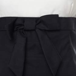 Pre Owned Valentino Black & White Wool & Silk Blend Bow Detail Tube Dress M