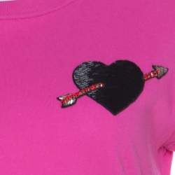 Valentino Pink Cotton Heart Applique T Shirt S 