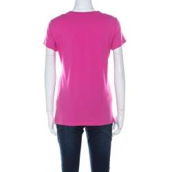 Valentino Pink Cotton Heart Applique T Shirt S 