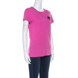 Valentino Pink Cotton Heart Applique T Shirt S 