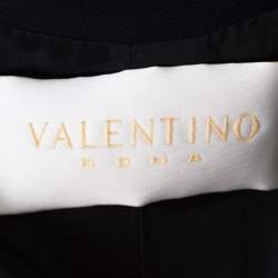 Pre Owned Valentino Navy Blue Crepe Belted Blazer And Skirt Suit L