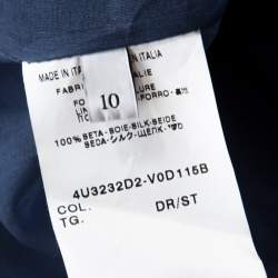 Valentino Blue Silk Jacquard Box Fit Cropped Jacket L 