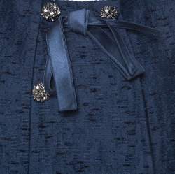 Valentino Blue Silk Jacquard Box Fit Cropped Jacket L 