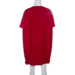 Pre Owned Valentino Red Silk Crepe de Chine Bow Detail Mini Shift Dress L