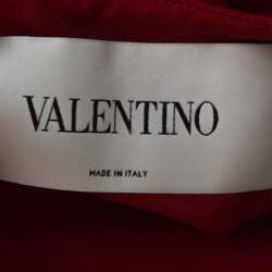 Pre Owned Valentino Red Silk Crepe de Chine Bow Detail Mini Shift Dress L