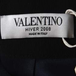 Pre Owned Valentino Navy Blue Silk Pleated Front Midi Skirt M 