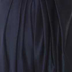 Pre Owned Valentino Navy Blue Silk Pleated Front Midi Skirt M 