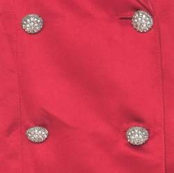 Pre Owned جاكيت بليزر فالنتينو ساتان أحمر أزرار كريستال M 