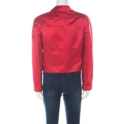 Pre Owned جاكيت بليزر فالنتينو ساتان أحمر أزرار كريستال M 