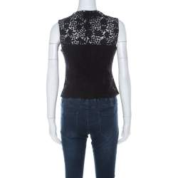 Pre Owned Valentino Boutique Vintage Black Guipure Lace Sleeveless Blouse M 