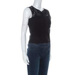 Pre Owned Valentino Boutique Vintage Black Guipure Lace Sleeveless Blouse M 