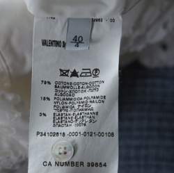 Valentino White Cotton Tattered Effect Puffed Sleeve Top S 
