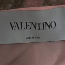 Pre Owned Valentino Pink Floral Embellished Tulle Belted Dress S