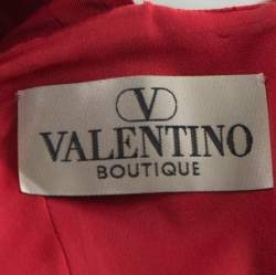 Pre Owned Valentino Boutique Vintage Red Raw Silk Long Sleeve Gown M
