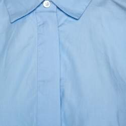 Pre Owned Valentino Light Blue Cotton Scalloped Hem Shirt M