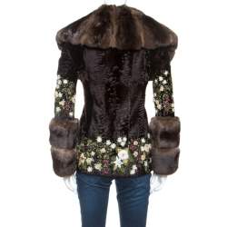 Valentino Brown Chinchilla Embellished Detail Fur Jacket S