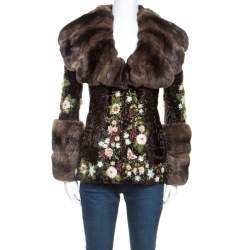 Valentino Brown Chinchilla Embellished Detail Fur Jacket S
